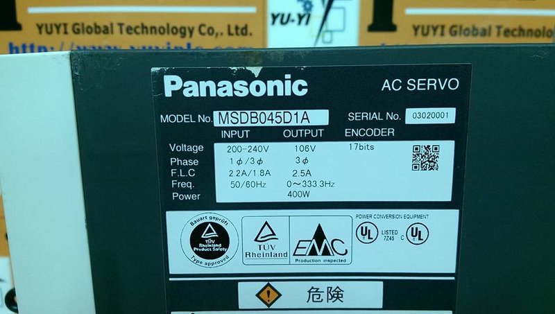 PANASONIC MSDB045D1A AC SERVO DRIVER - PLC DCS SERVO Control MOTOR
